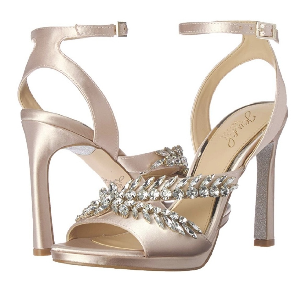 KAIRA Sandal in champagne satin, size 7 Bridal